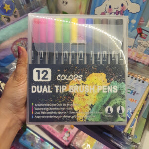 Dual Tip Brush Pen Set (Set of 12 Colours)