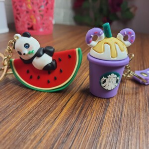 Premium Quality Big Size Panda / Starbuck Keychains with Bagtags