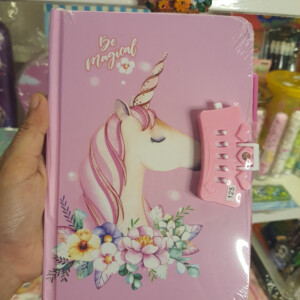 Unicorn Lock Diary ( A5 Size , Ruled pages )