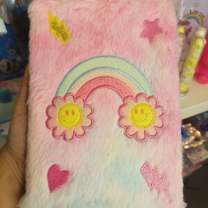 Pink Floral Fur Diary ( A5 Size , Ruled pages )