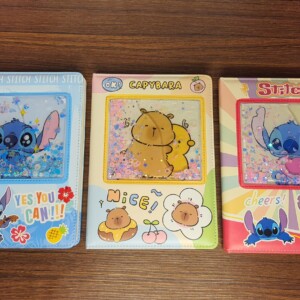 Stitch / Capybara Water Glitter Diary ( A5 Size , Ruled pages )